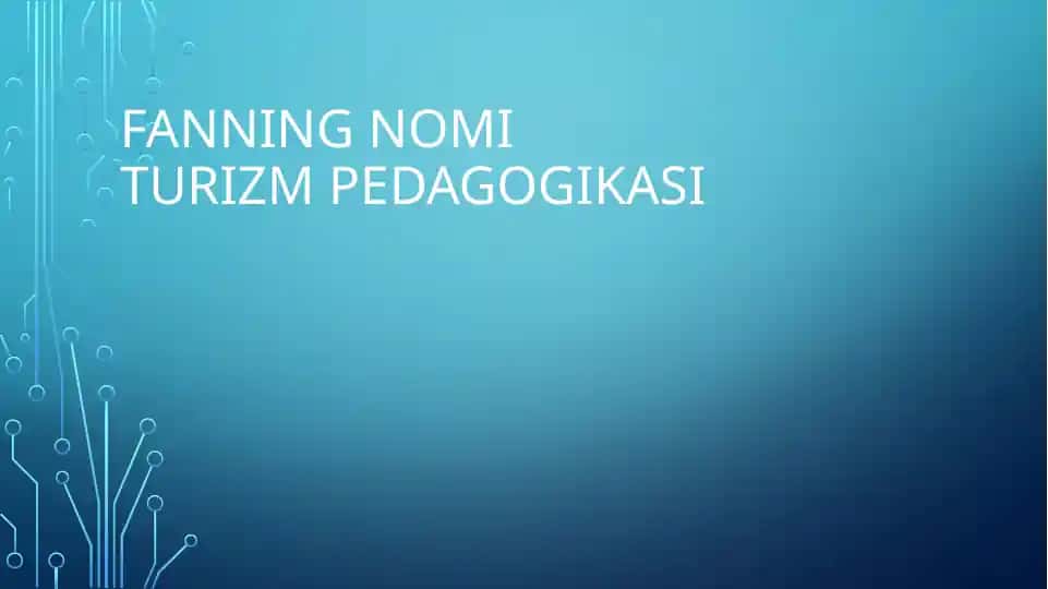 Turizm Pedagogikasi