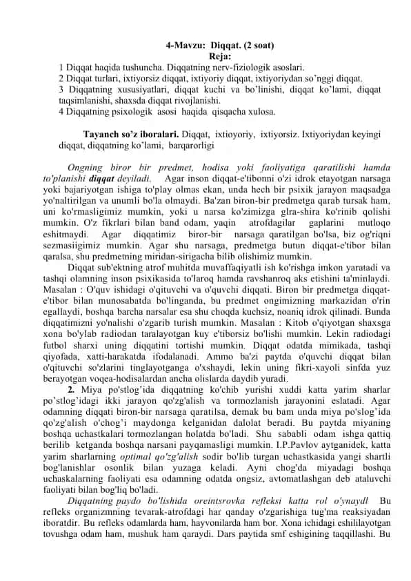 Diqqatning psixologik asoslari