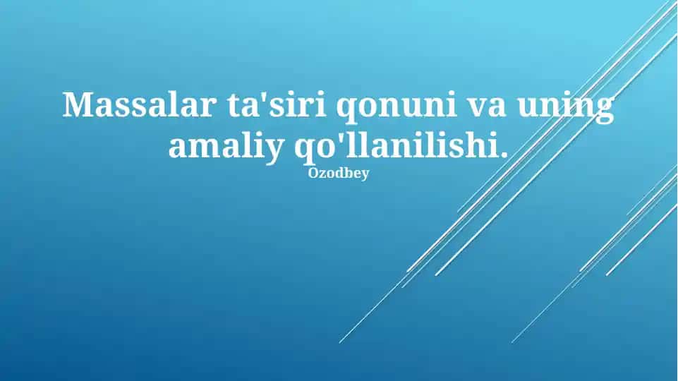 Ommaviy Ta'sir Qonunining Amaliy Qo'llanilishi