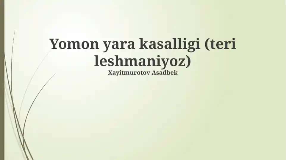 Yomon yara kasalligi (teri leshmaniyoz)