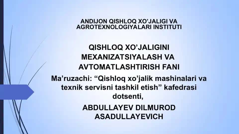 Urug’ ekish va ko’chat o’tkazish mashinalari