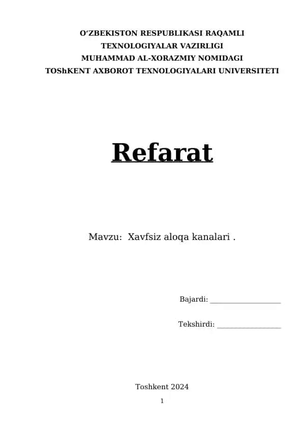 Xavfsiz aloqa kanalari