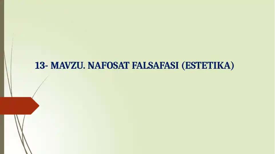 MAVZU.NAFOSATFALSAFASI (ESTETIKA)