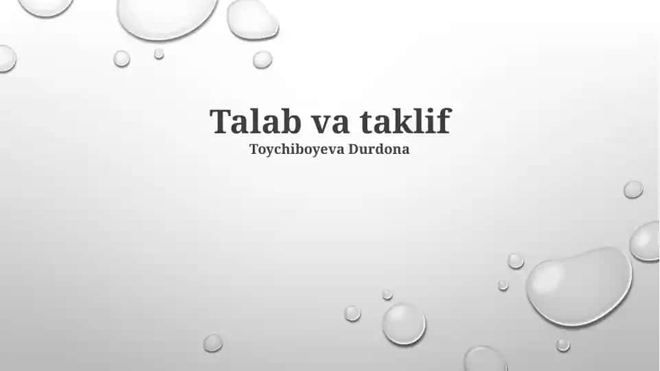 Talab va taklif