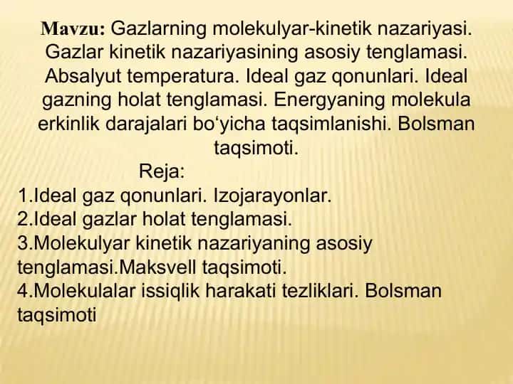 Gazlarning molekulyar-kinetik nazariyasi