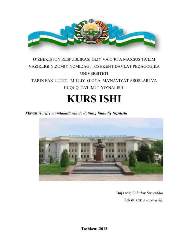 Xorijiy mamlakatlarda davlatning hududiy tuzulishi