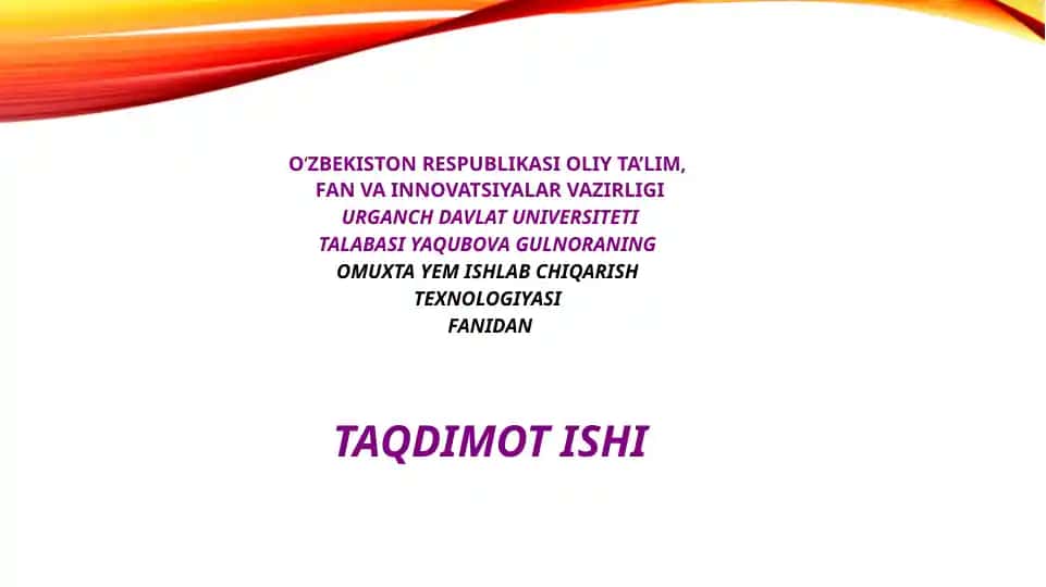Omixta-yem ishlab chiqarish texnologiyasi