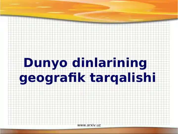Dunyo dinlarining geografik tarqalishi