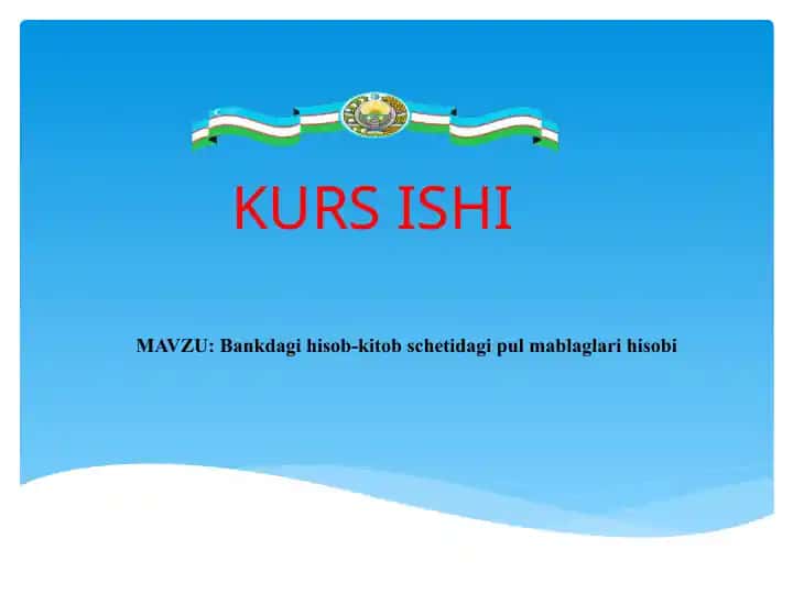 Bankdagi hisob-kitob schetidagi pul mablaglari hisobi