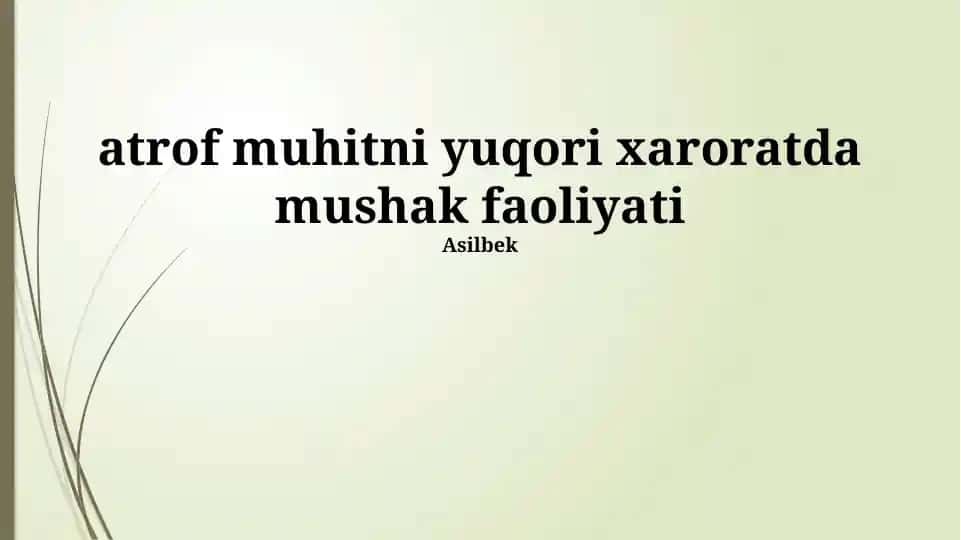 Issiqlik Stressiga Mushaklarning Javobi