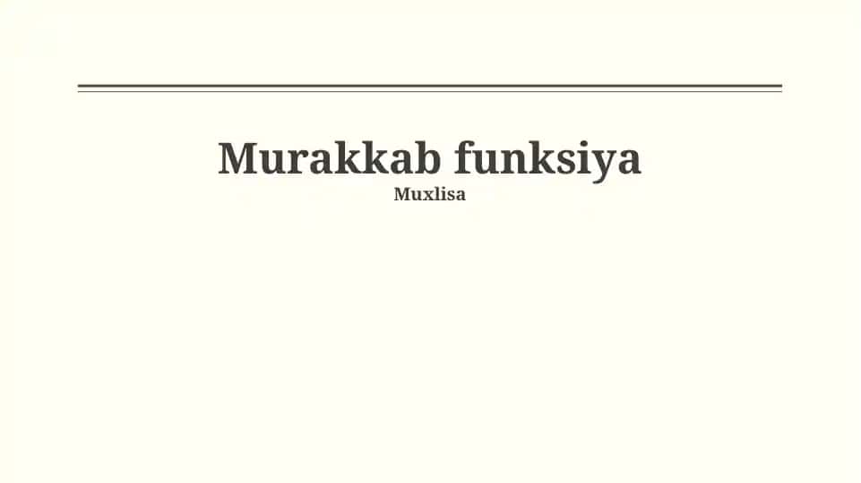 Murakkab funksiya
