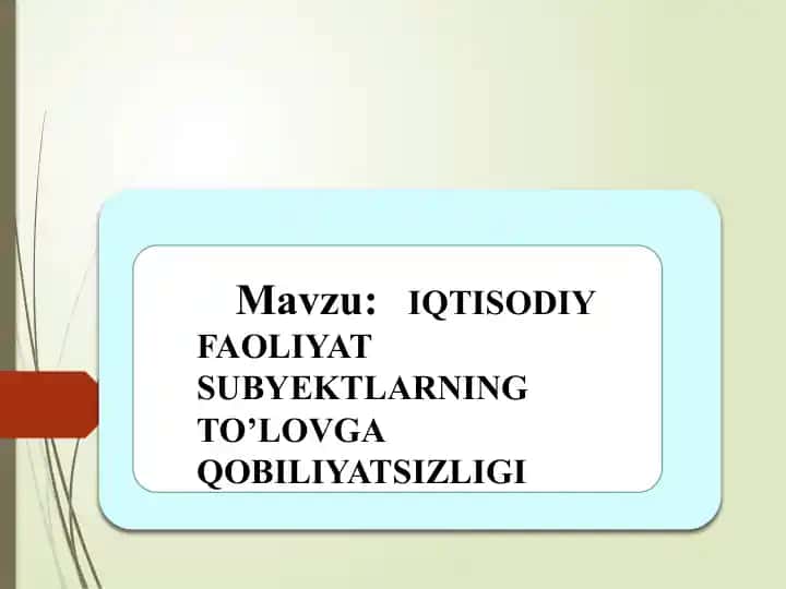 IQTISODIY FAOLIYAT SUBYEKTLARNING TO’LOVGA QOBILIYATSIZLIGI