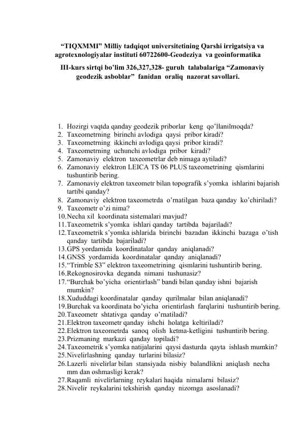 Zamonaviy geodezik asboblar