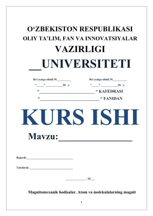 Magnitomexanik hodisalar haqida kurs ishi