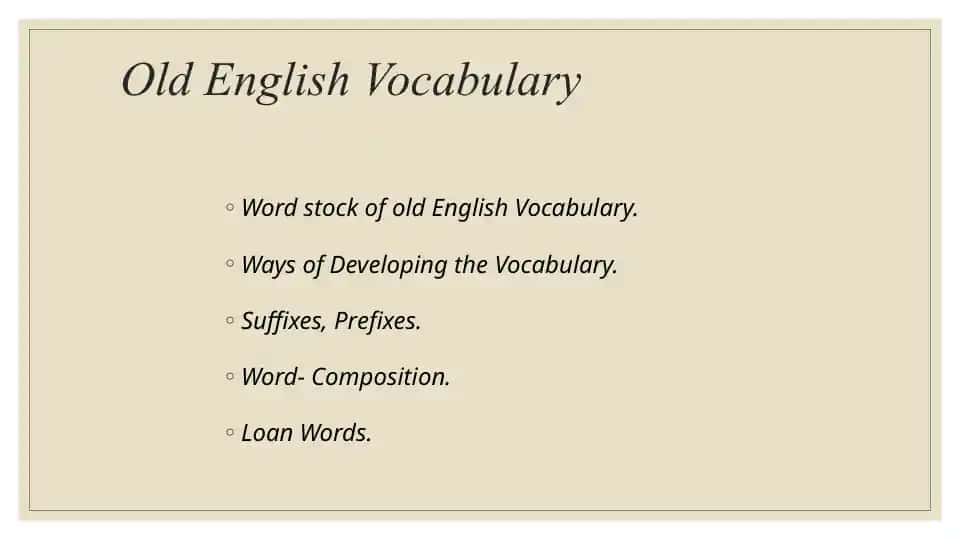 Old English Vocabulary