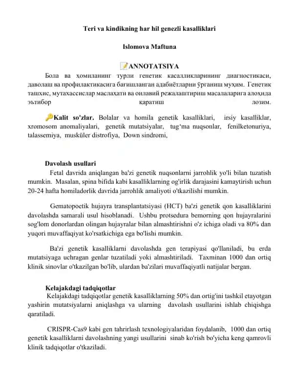 Teri va kindikning har hil genezli kasalliklari