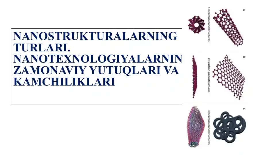 NANOSTRUKTURALARNING TURLARI. NANOTEXNOLOGIYALARNING ZAMONAVIY YUTUQLARI VA KAMCHILIKLARI