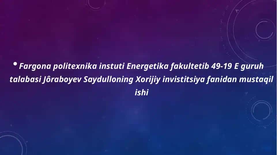 Turkiya iqtisodiyoti haqida mustaqil ish