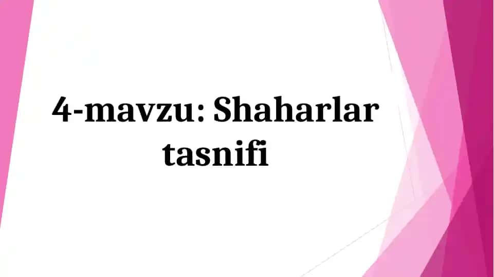 Shaharlar tasnifi