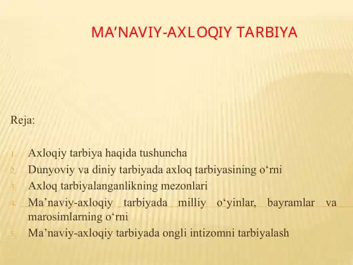Ma’naviy-Axloqiy Tarbiya