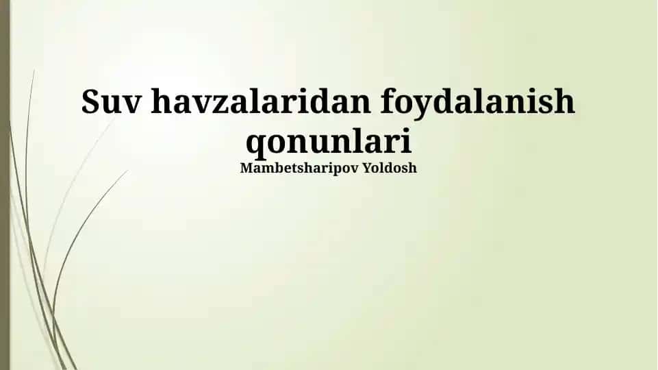Suv havzalaridan foydalanish qonunlari