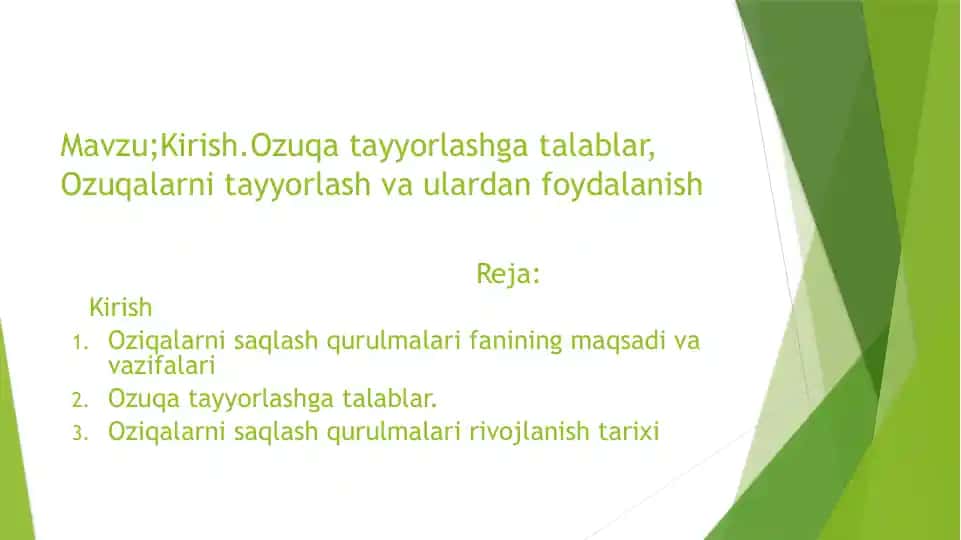 Oziqalarni saqlash qurulmalari