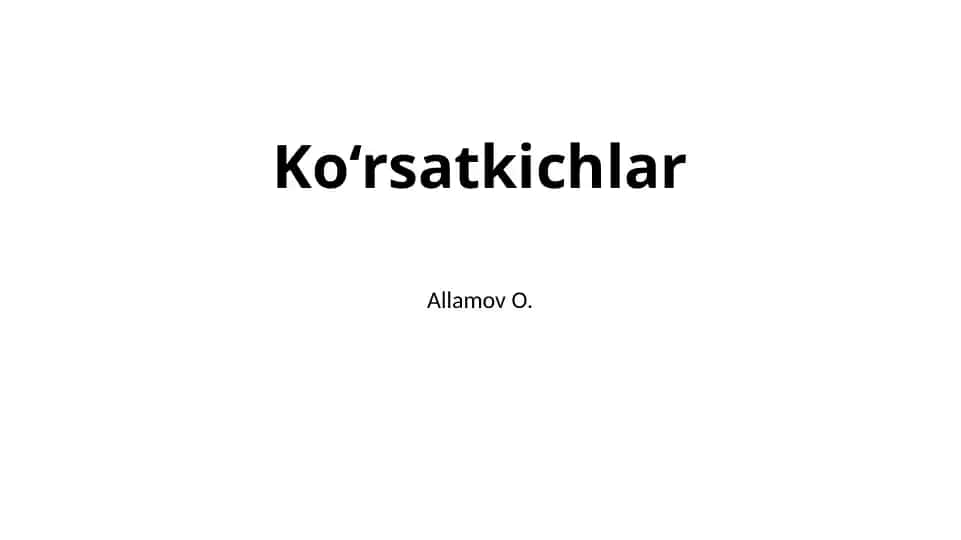 Ko‘rsatkichlar