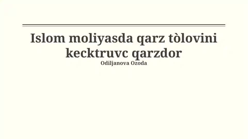 Islom moliyasda qarz to'lovini kechikuvchi qarzdorlar