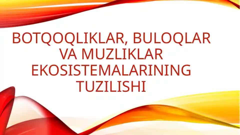 Botqoqliklar, buloqlar va muzliklar ekosistemalarining tuzilishi