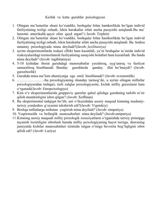 kichik va kattangurh psixalogiyasi krassvord
