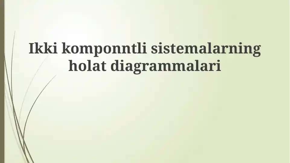 Ikki komponentli sistemalarning holat diagrammalari