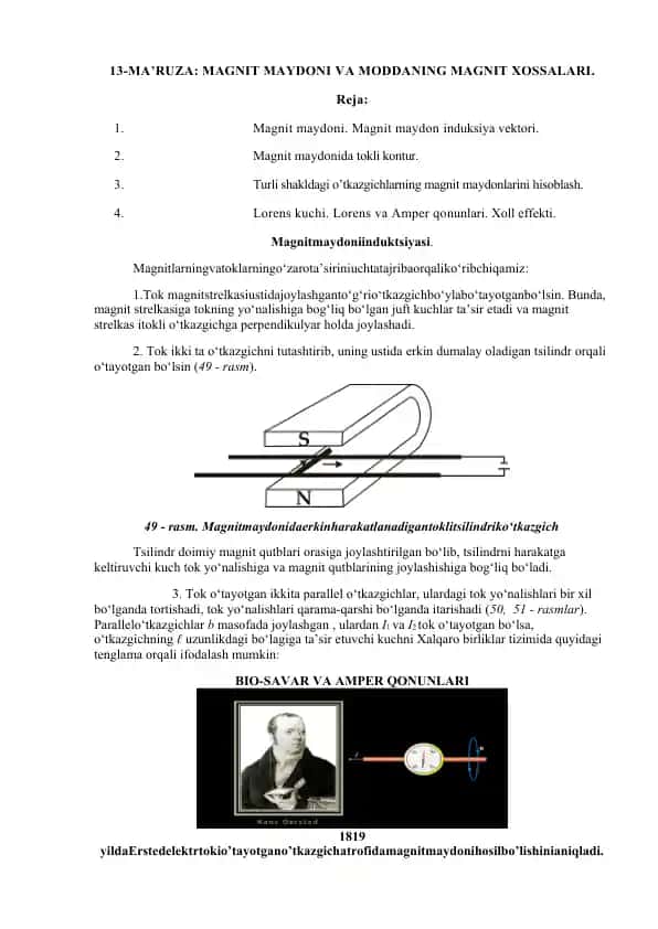 Magnit maydoni va moddaning magnit xossalari