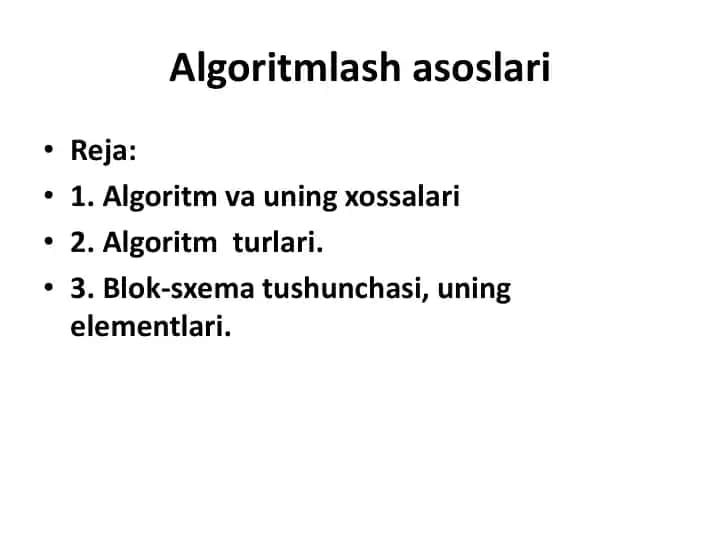 Algoritmlash asoslari