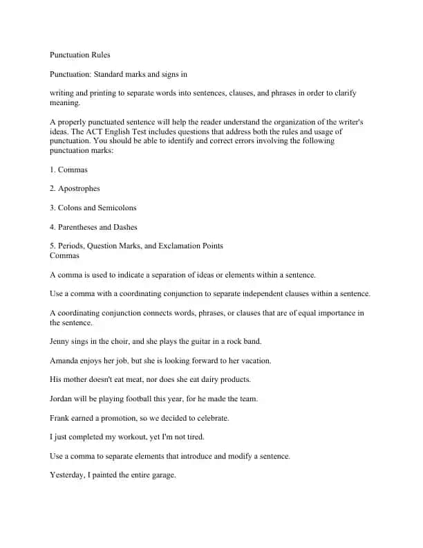 Punctuation Rules