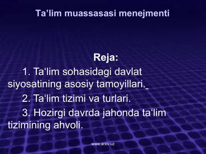 Tа’lim muаssаsаsi mеnеjmеnti