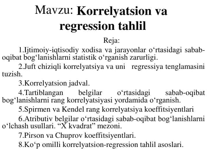 Korrelyatsion va regression tahlil