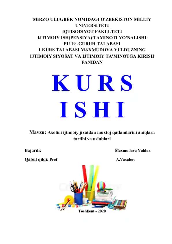 Axolini ijtimoiy jixatdan muxtoj qatlamlarini aniqlash tartibi va uslublari