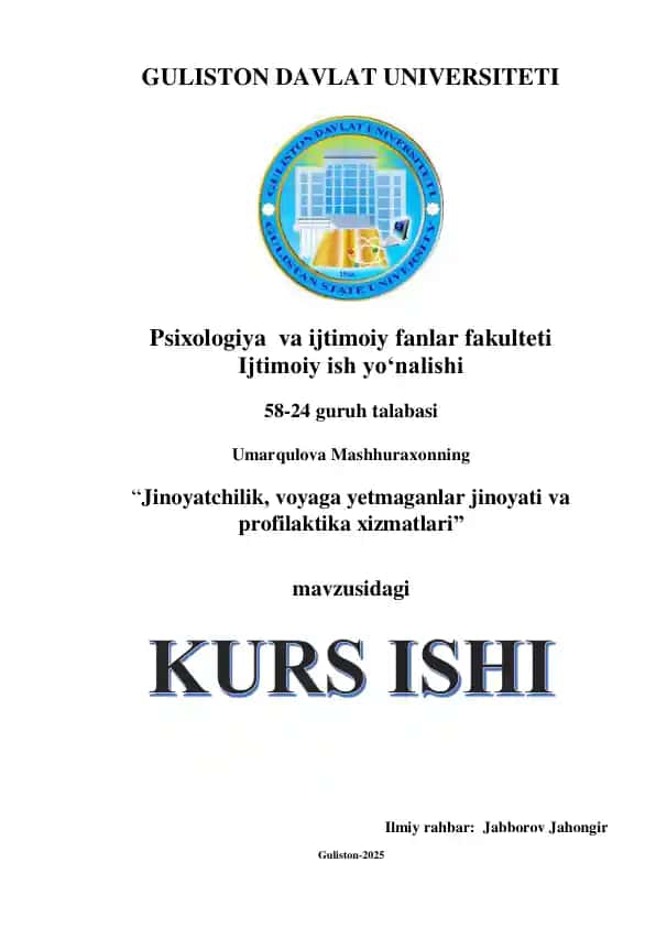 “Jinoyatchilik, voyaga yetmaganlar jinoyati va profilaktika xizmatlari”