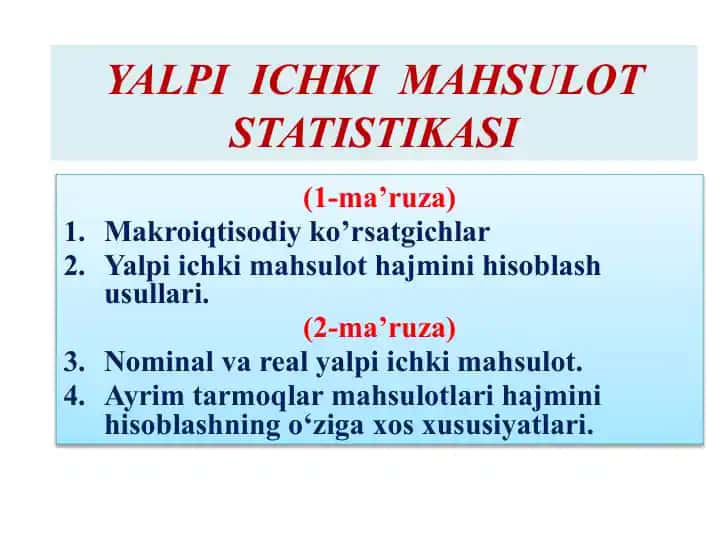 Yalpi ichki mahsulot statistikasi