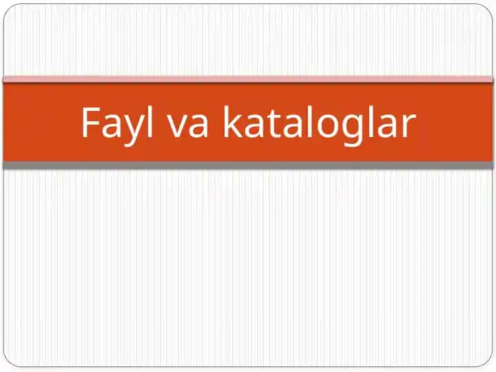 Fayl va kataloglar