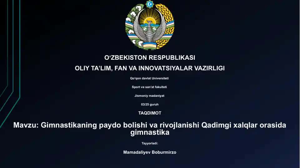 Gimnastikaning paydo bolishi va rivojlanishi Qadimgi xalqlar orasida gimnastika