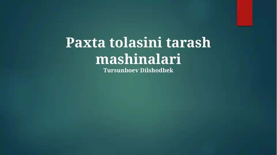 Paxta tolasini tarash mashinalari