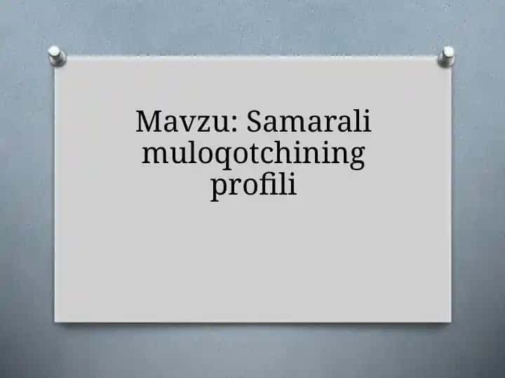 Samarali muloqotchining profili