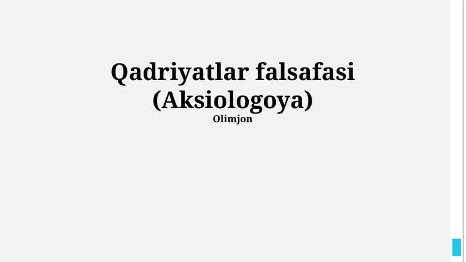 Qadriyatlar falsafasi (Aksiologoya)