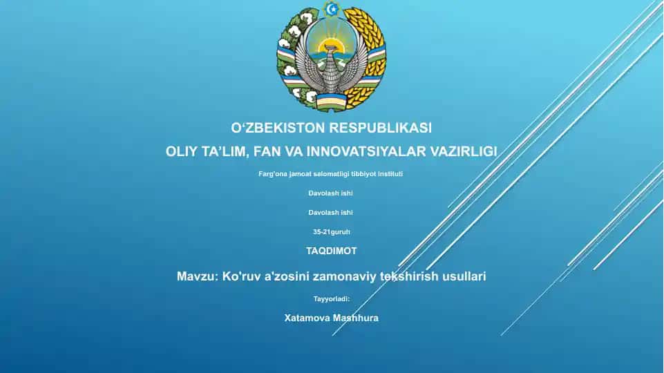 Ko'ruv a'zosini zamonaviy tekshirish usullari