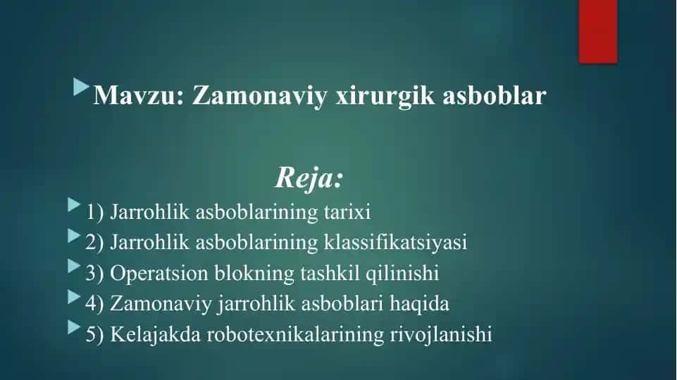 Zamonaviy jarrohlik asboblar