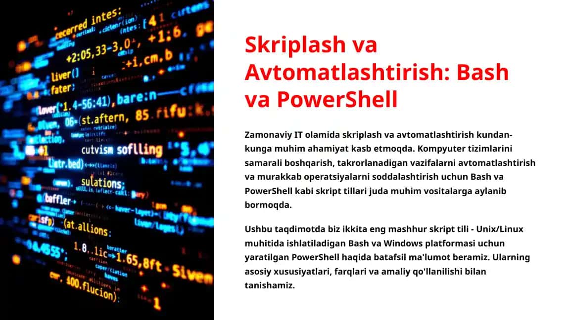 Skriplash va Avtomatlashtirish: Bash va PowerShell