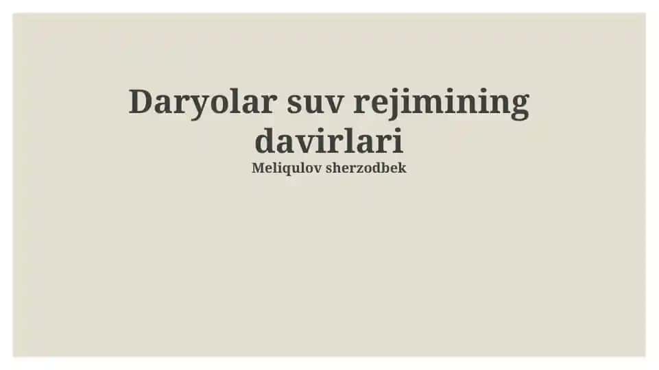 Daryolar suv rejimining davirlari