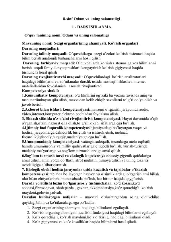 Odam va uning salomatligi