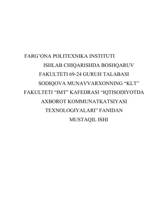 Algoritm Tushunchasi